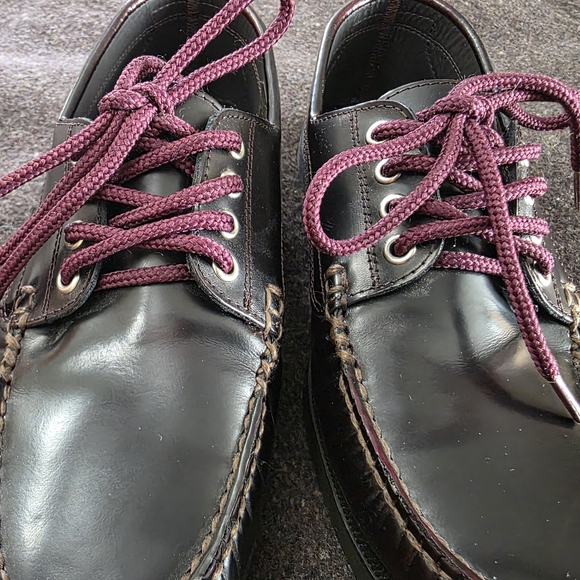 Men's Black Leather Boat Shoes - Picture 2 of 8